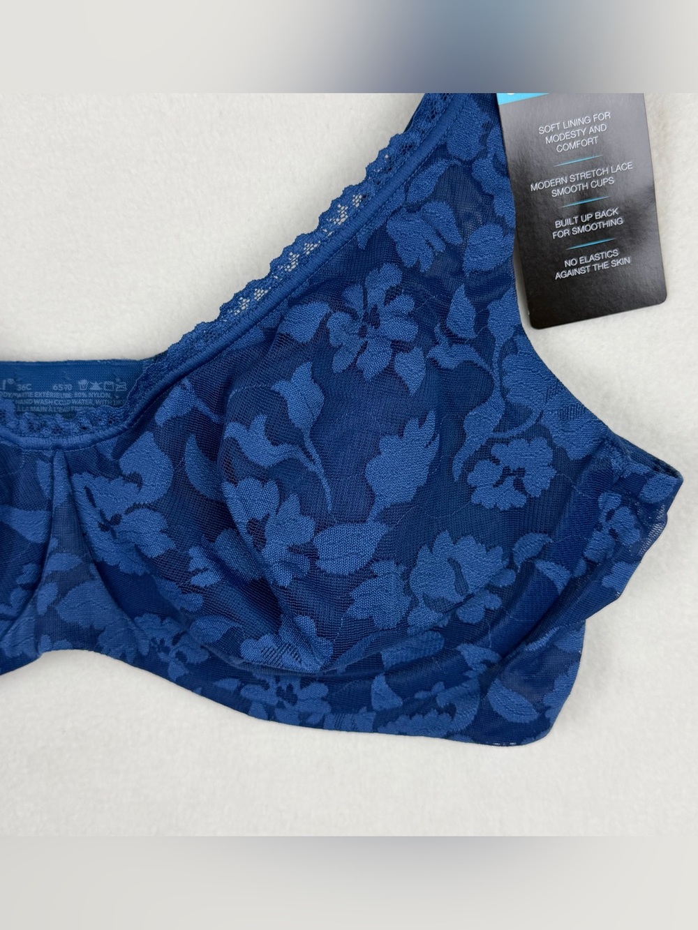 Bali Passion for Comfort Smooth Lace Convertible Underwire Bra DF6590 Blue 36C - Picture 6 of 10